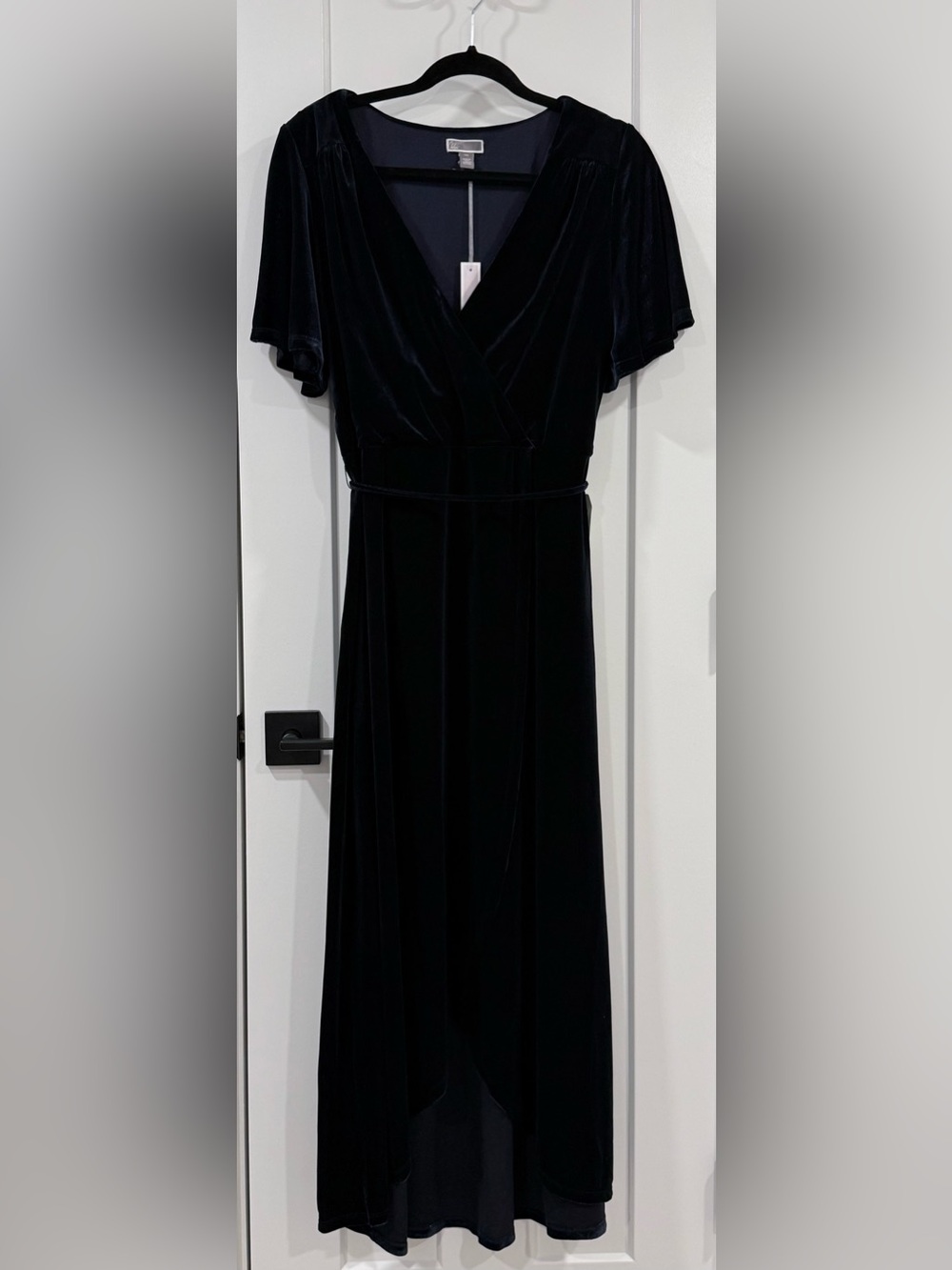 Women's Navy Velvet Wrap Dress NWT
